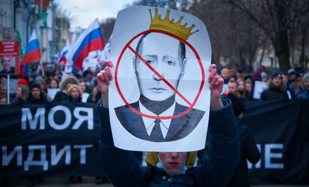 Demonstrationer mot Vladimir Putin. Foto: Valery Tenevoy